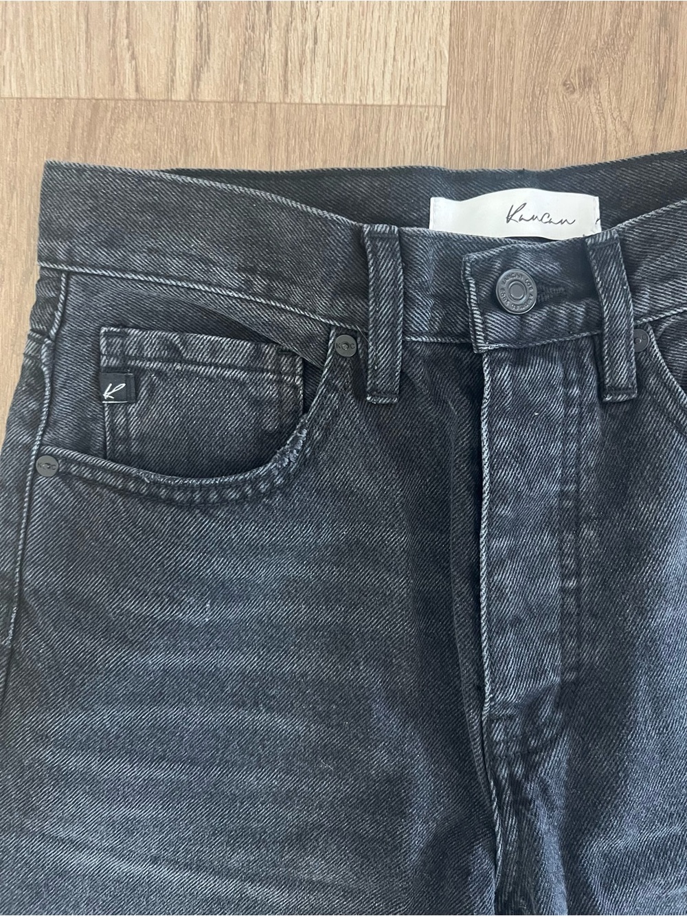 KanCan Women's Distressed Straight Jeans Black Dark Wash Denim - Picture 3 of 6